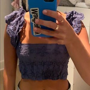 Blue floral crop top